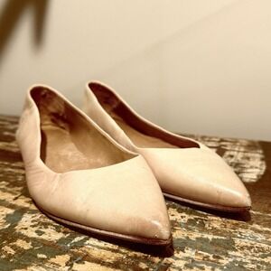 FRYE Tan Beige Leather Pointed Toe Ballet Flats Loafers US Women's 8 M Shoes